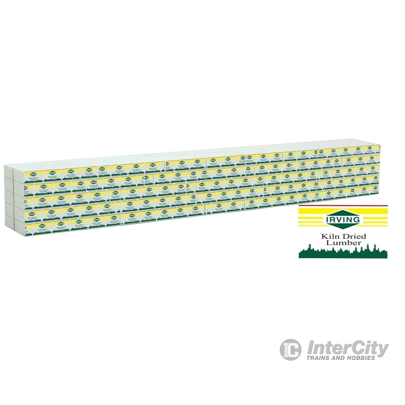 Walthers SceneMaster 3163 Wrapped Lumber Load for WalthersMainline 72′ Centerbeam Flatcar — Irving Lumber (yellow, green)
