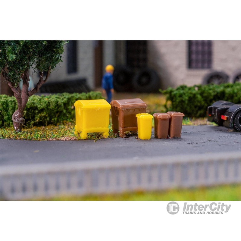 Faller 272926 N Waste bin set, brown and yellow