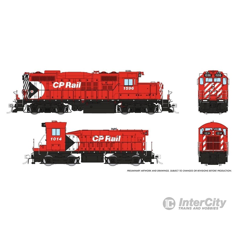 Rapido 054515 HO GP9u Mother+Slug (DC/DCC/Sound): CP – Multimark: #1596 + #1014