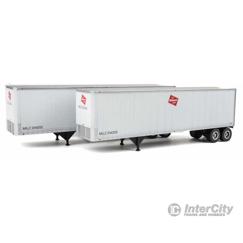 Walthers SceneMaster 2513 40′ Trailmobile Trailer 2-Pack – Assembled — Milwaukee Road (white, red Logo)
