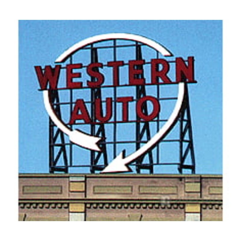 Blair Line 2501 Laser-Cut Wood Billboard Kits – Large for HO, S & O — Western Auto – 3-3/4 x 3″ 9.5 x 7.6cm