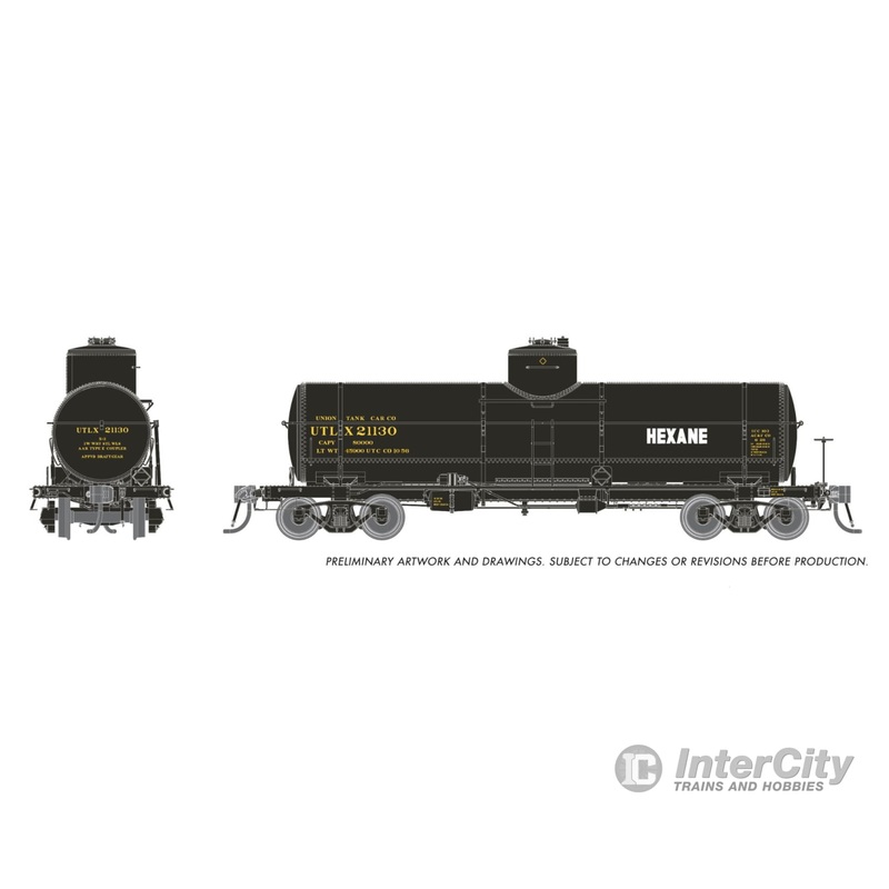 Rapido 159108 HO Union X-3 8K gal Tankcar: UTLX – Hexane: 6-Pack