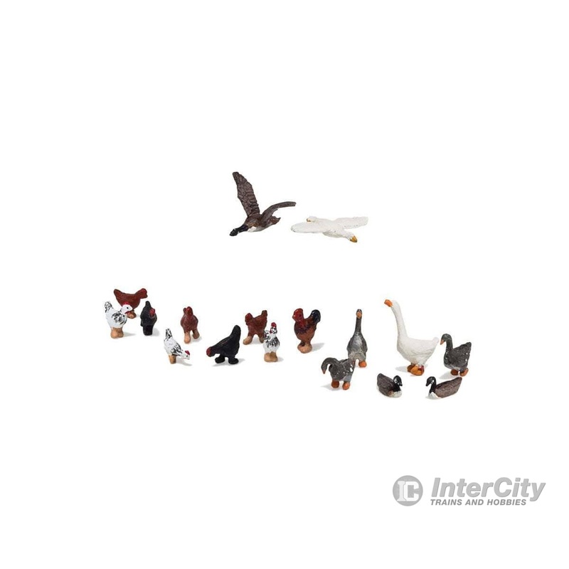 Woodland Scenics HO 1968 Geese and Chickens – Scenic Accents(R) – 8 Geese, 9 Chickens