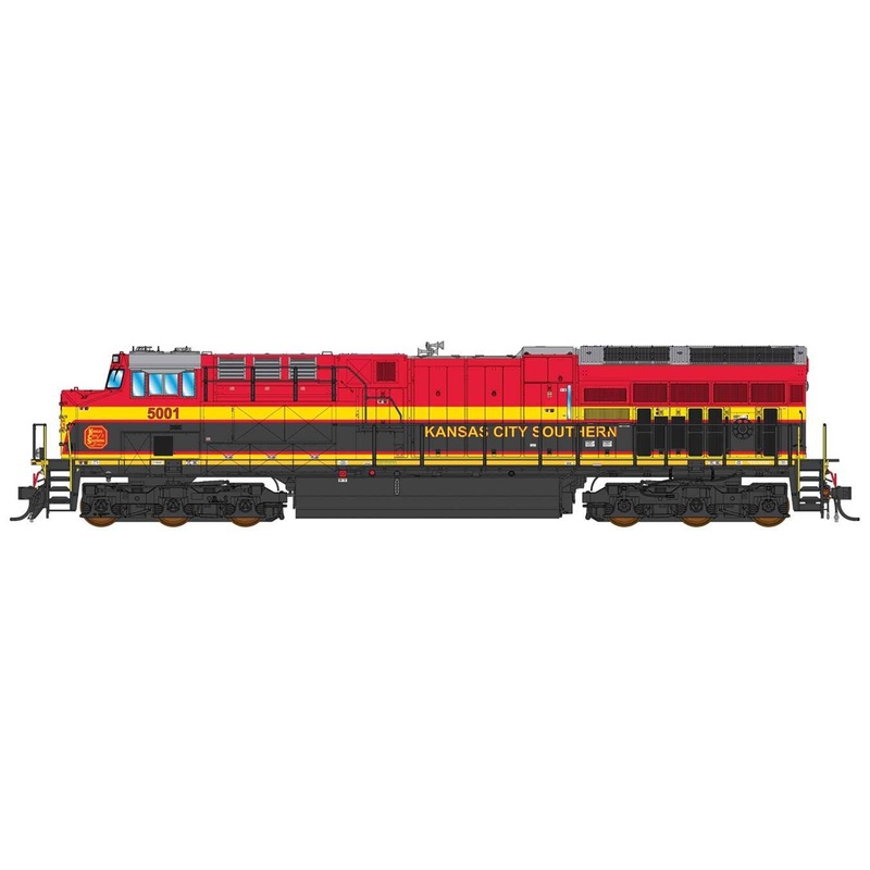 Intermountain HO 497107 GE ET44C4 Tier 4 – DCC (ESU Lokpilot) – Kansas City Southern (red, black, yellow)