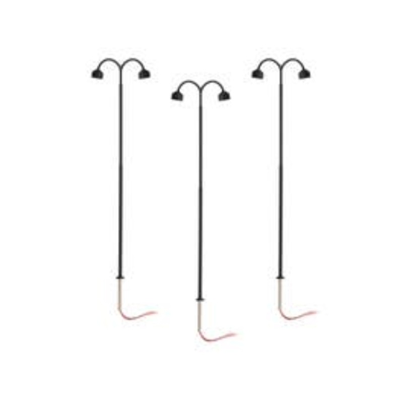 Lionel 2456010 HO LIGHTING ACCESSORIES Double Arm Lamp – Black 3-Pack
