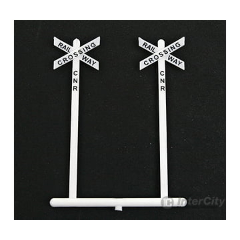 Tichy Train Group 8180 Railroad Crossbuck Warning Sign — Canadian-Style w/Railway Crossing, CN Lettering pkg(10)