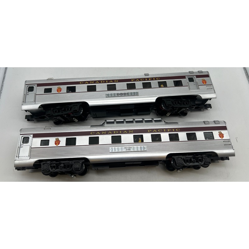 K-Line k-4618c Candian Pacific CP Aluminum Pass Cars 15″ 2-Pack Streamlighted O SCALE Like New