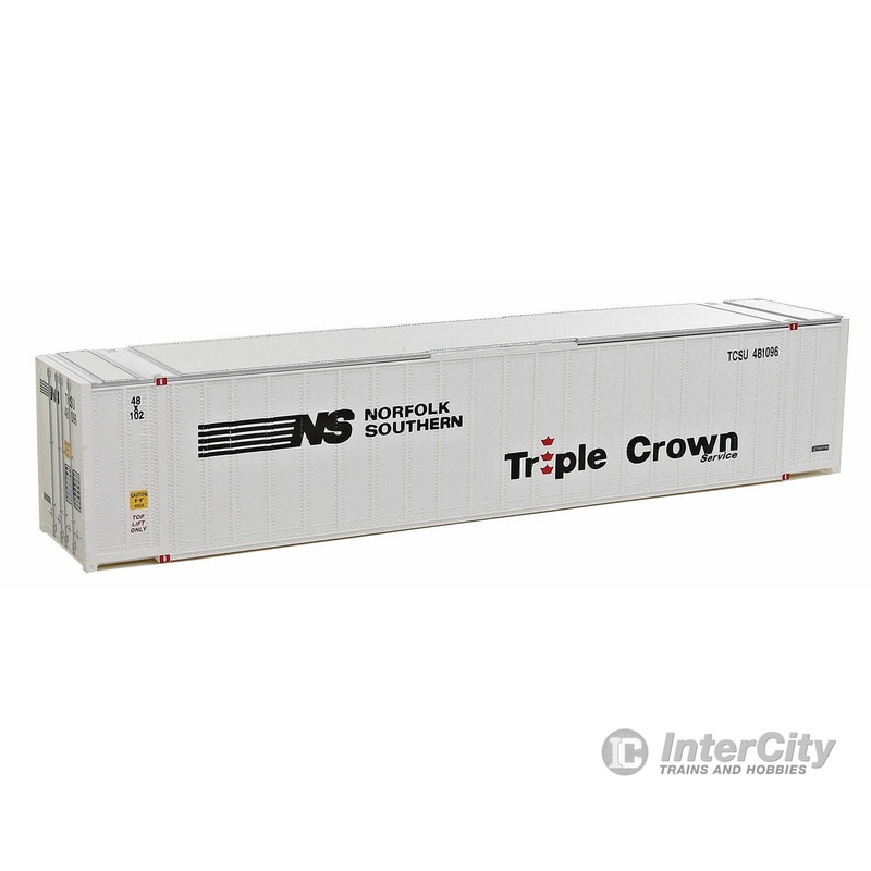 Walthers SceneMaster 8465 48′ Ribbed Side Container – Assembled — Norfolk Southern/Triple Crown (white, black, red)